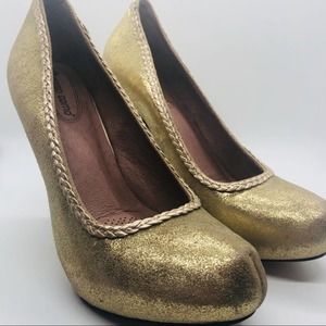 Corso como Womens gold shimmer heel with braid detail size 8